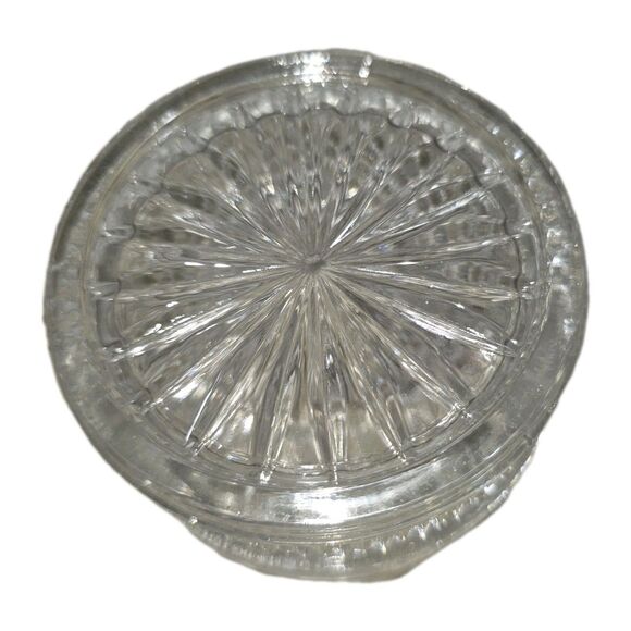 Vintage Diamond Cut Glass Dresser Vanity Trinket Jar w Ground Lid Clear 3" Dia - Picture 6 of 8
